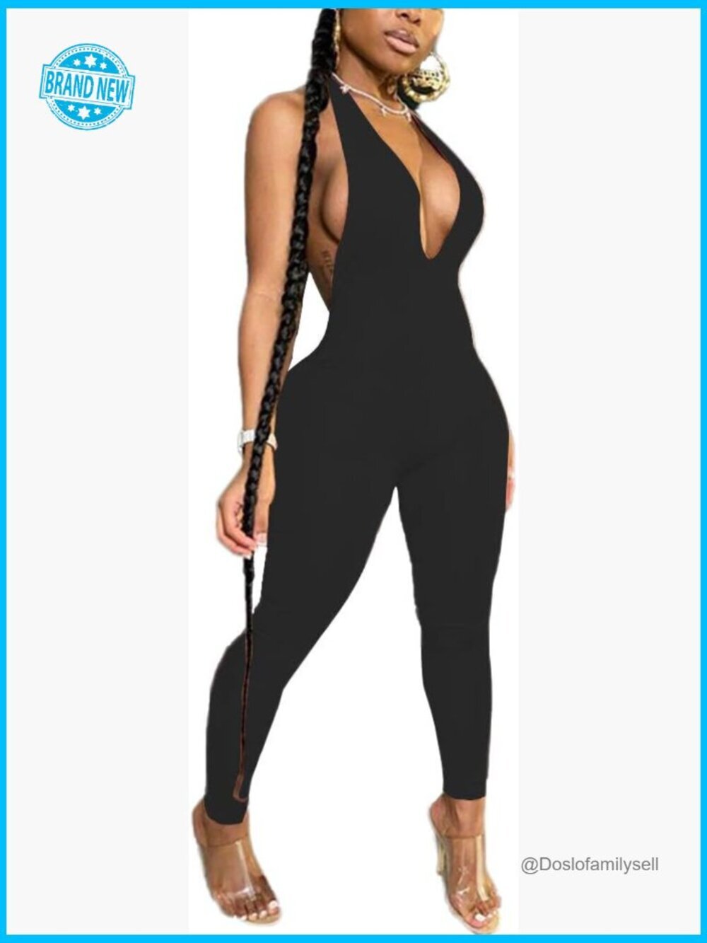 Sexy Halter Deep V Neck Backless Bodycon Long Jumpsuit Romper Party Club